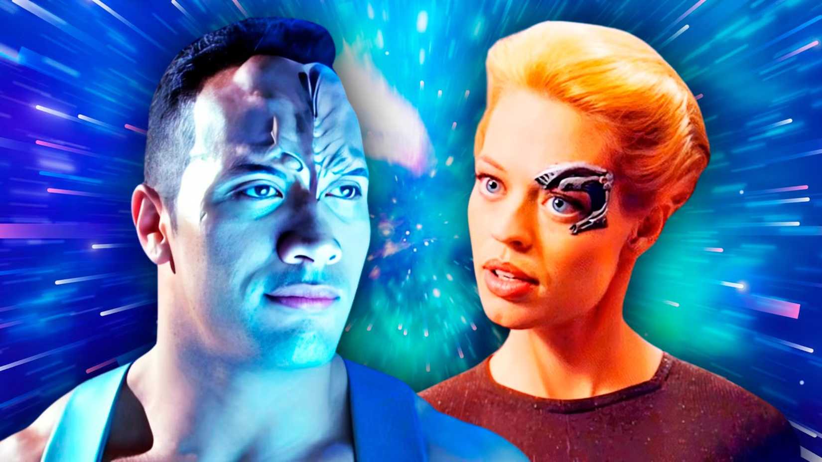 dwyane the rock johnson and seven of nine in star trek voyager