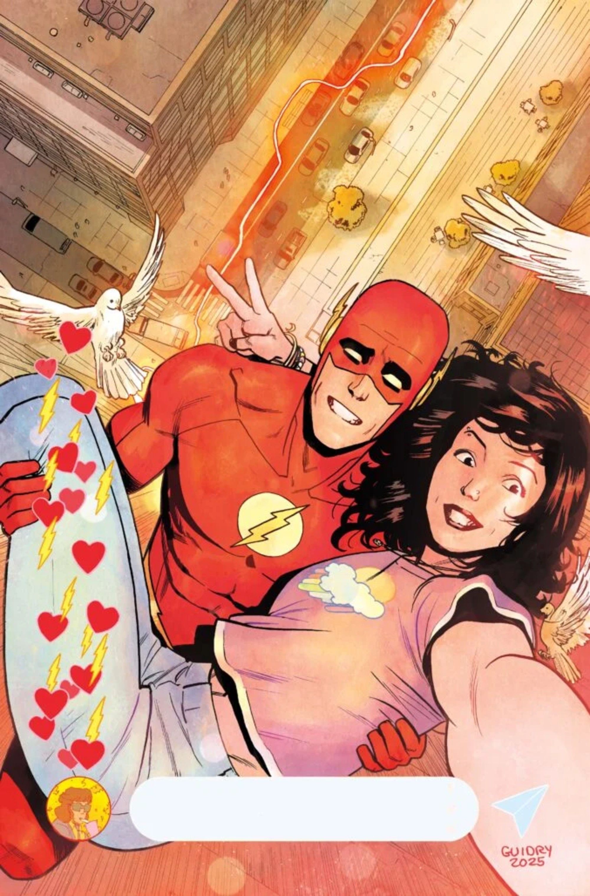 Cover di Flash che trasporta una donna sui social media