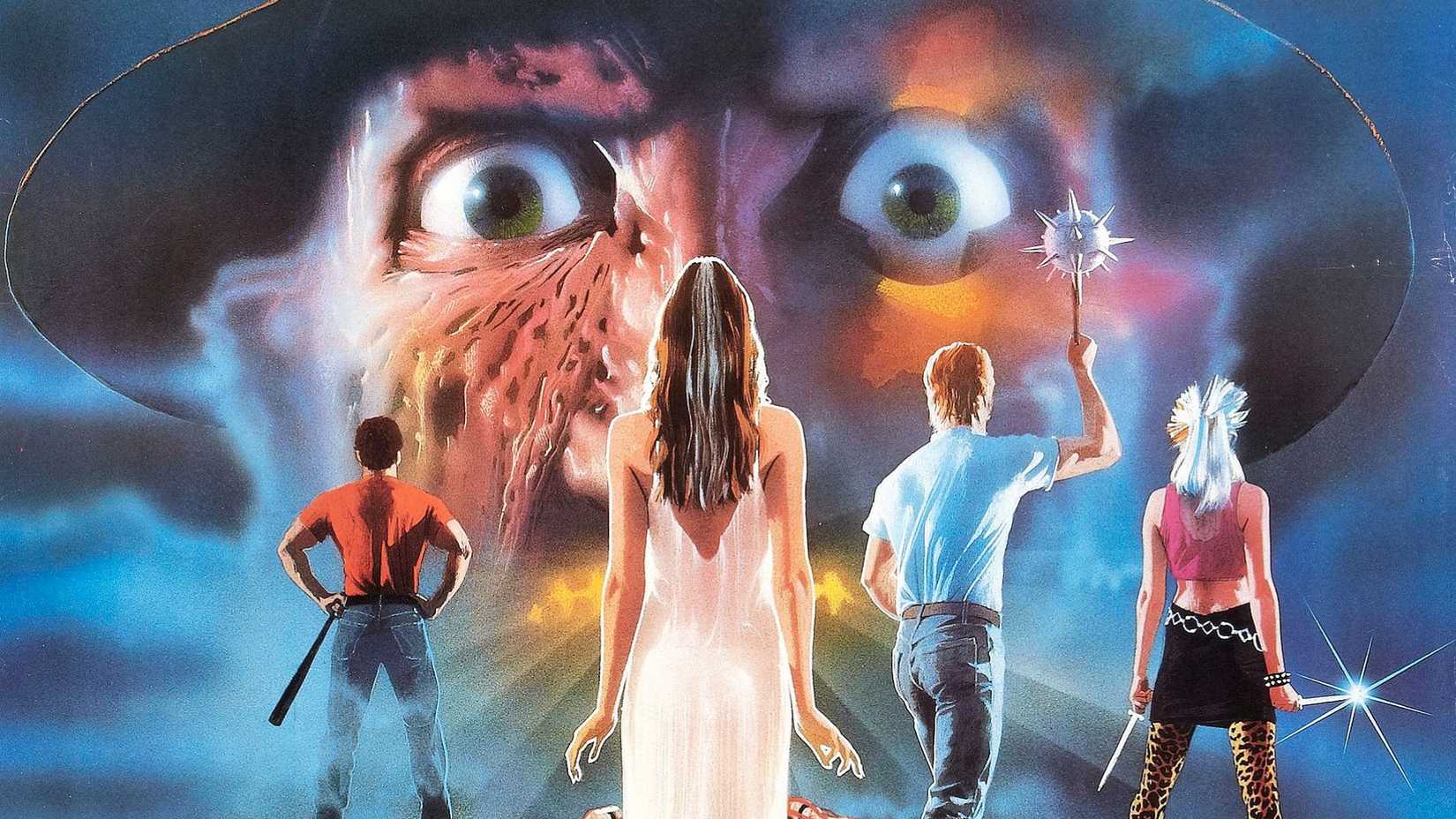 Freddy and victims on the poster for A Nightmare on Elm Street III_ Dream Warrios