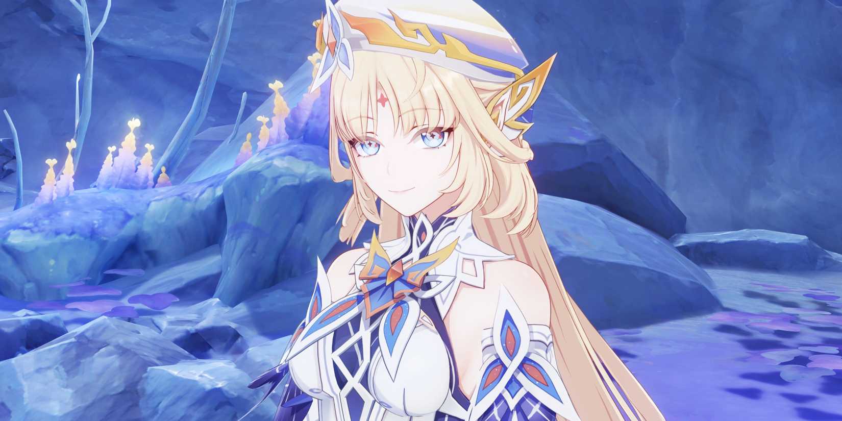 Nicole smiles gently in Nod-Krai in Genshin Impact.