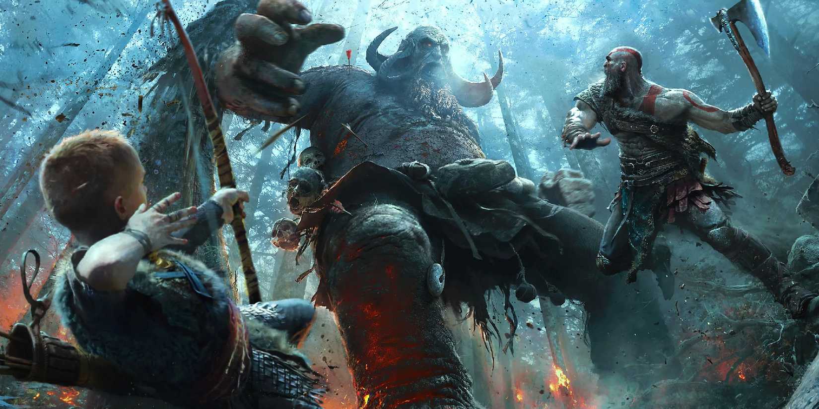 God of War Ragnarok kämpft gegen einen Riesen-1
