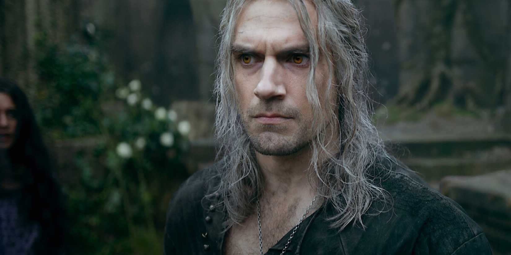 henry cavill looking skeptical as geralt in the witcher season 2
