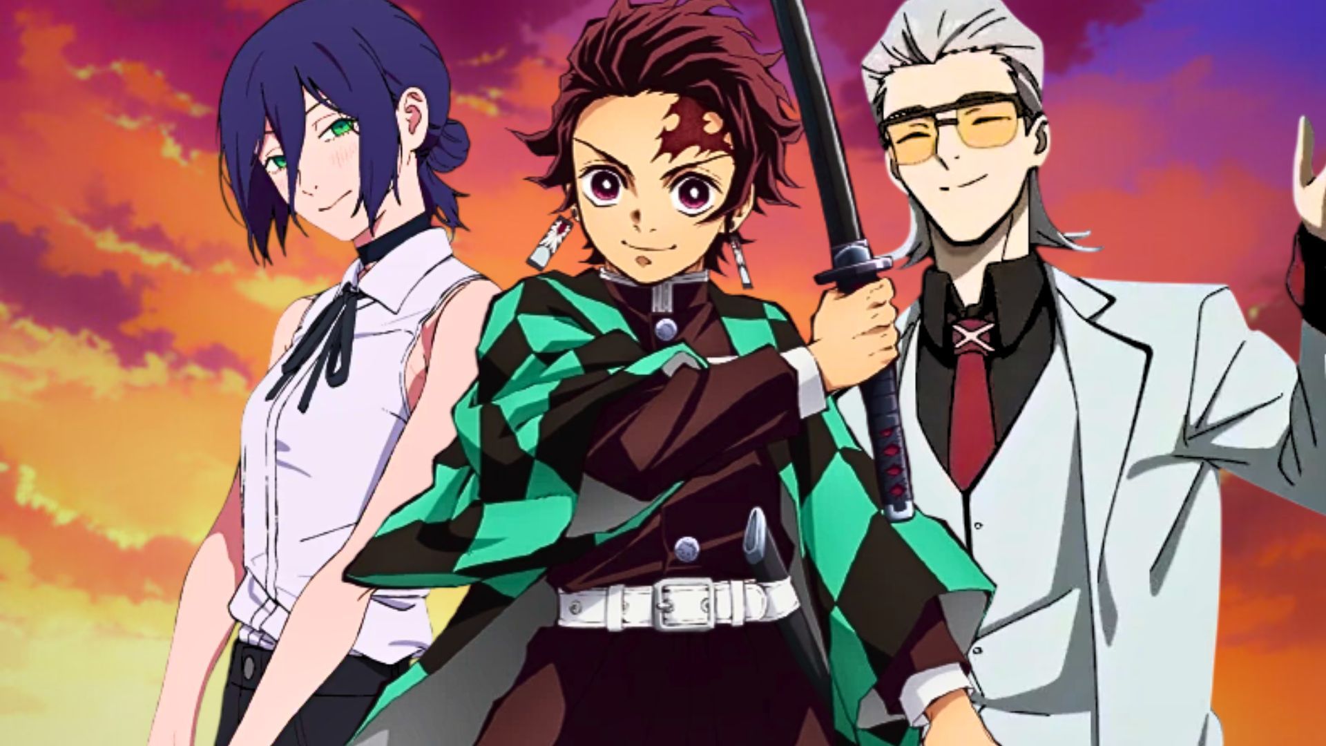 Reze, Tanjiro, and X