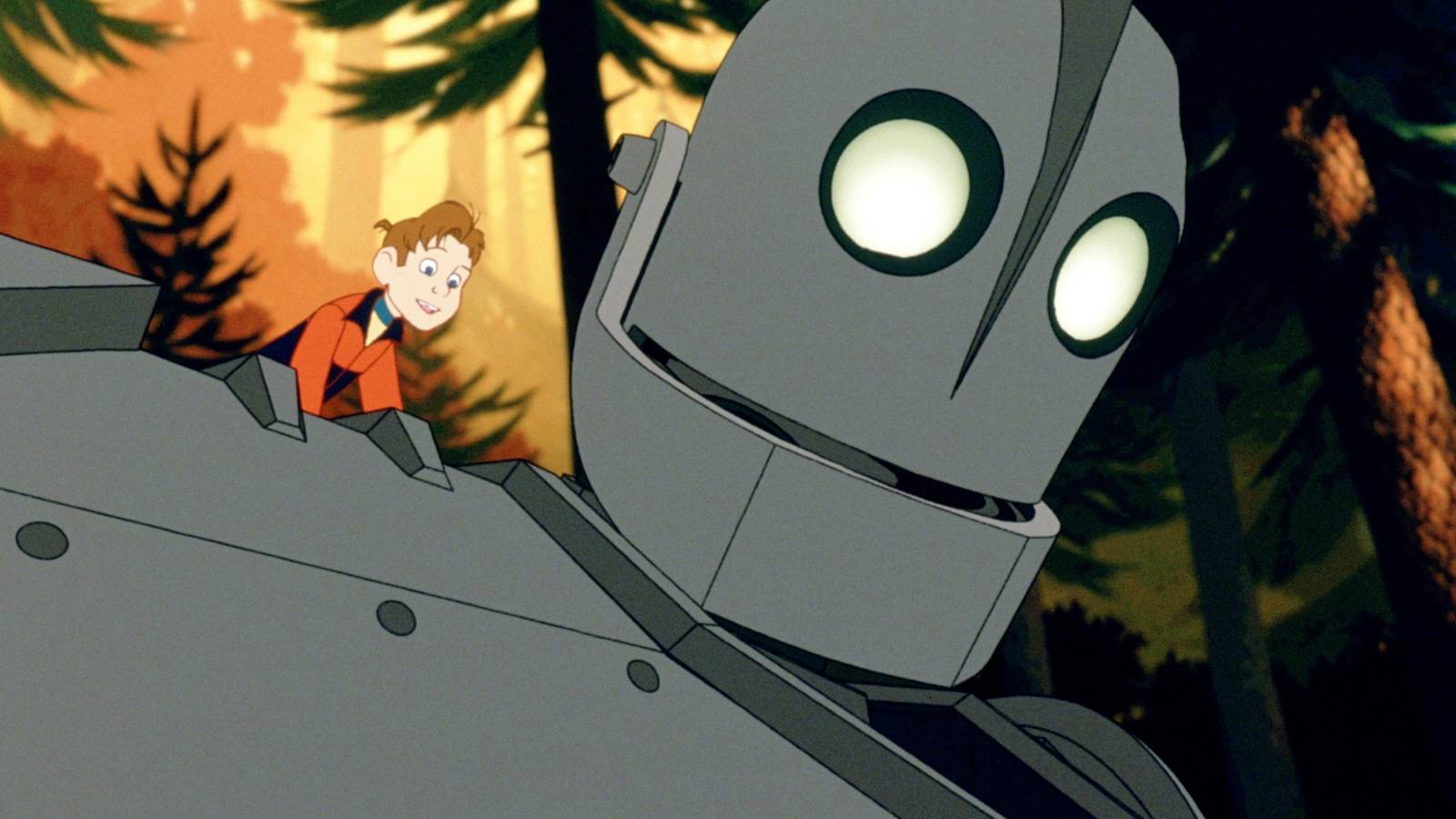 Hogarth is on the Iron Giant's shoulder in the 1999 movie The Iron Giant