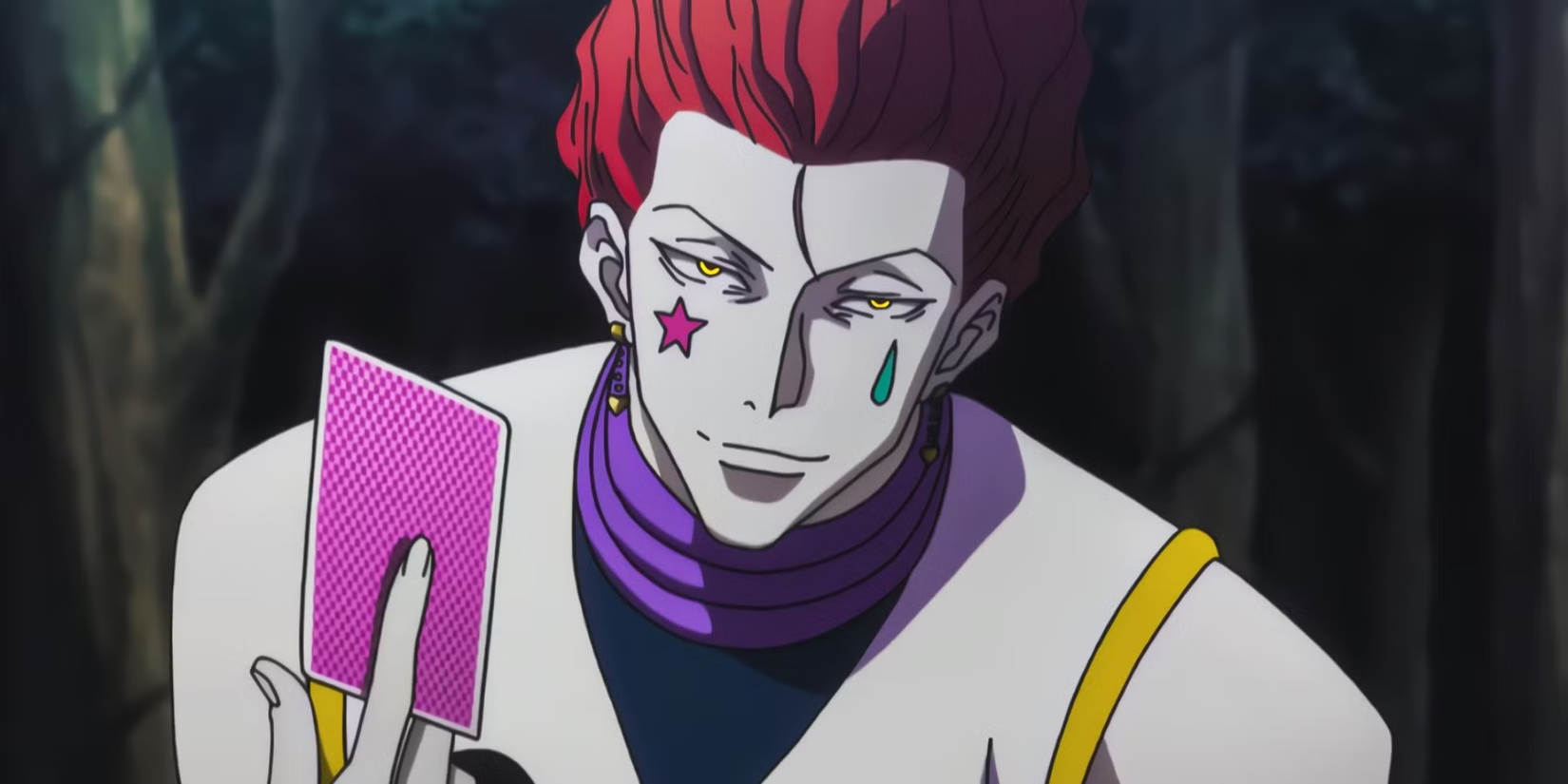 Hunter x Hunter anime image - Hisoka holding up a card