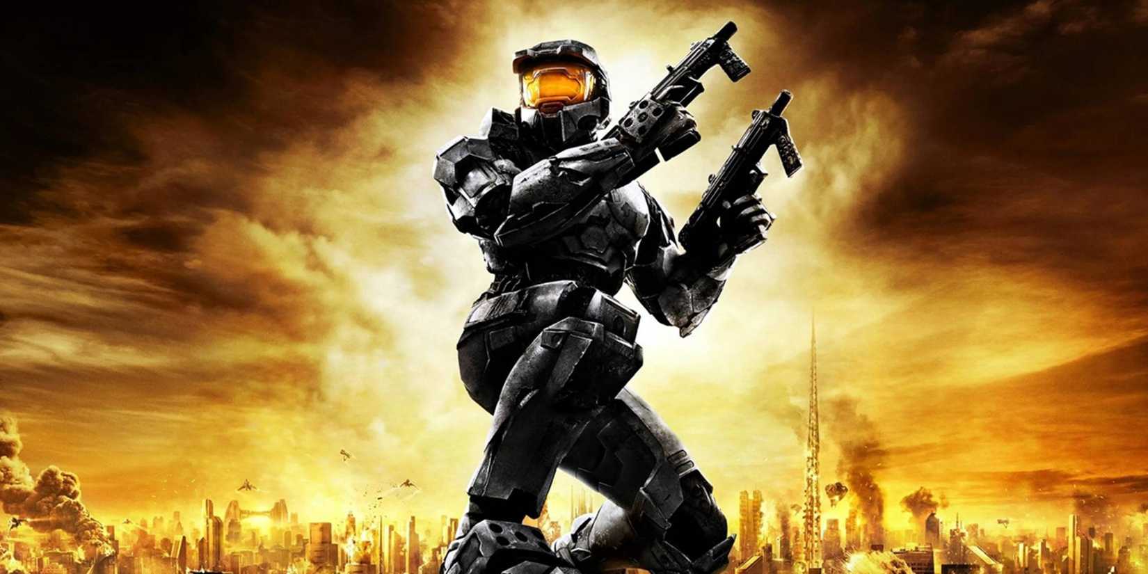 Halo 2 Master Chief dual-wielding cover art