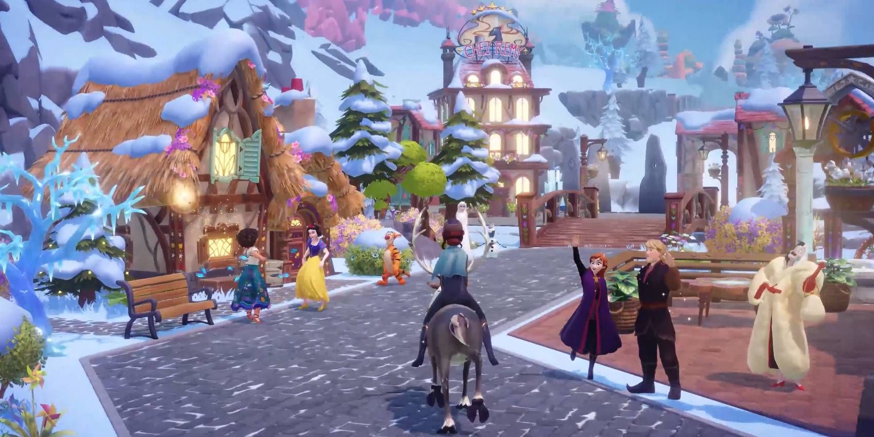 Personaggi di Disney Dreamlight Valley che partecipano al Winter Ball