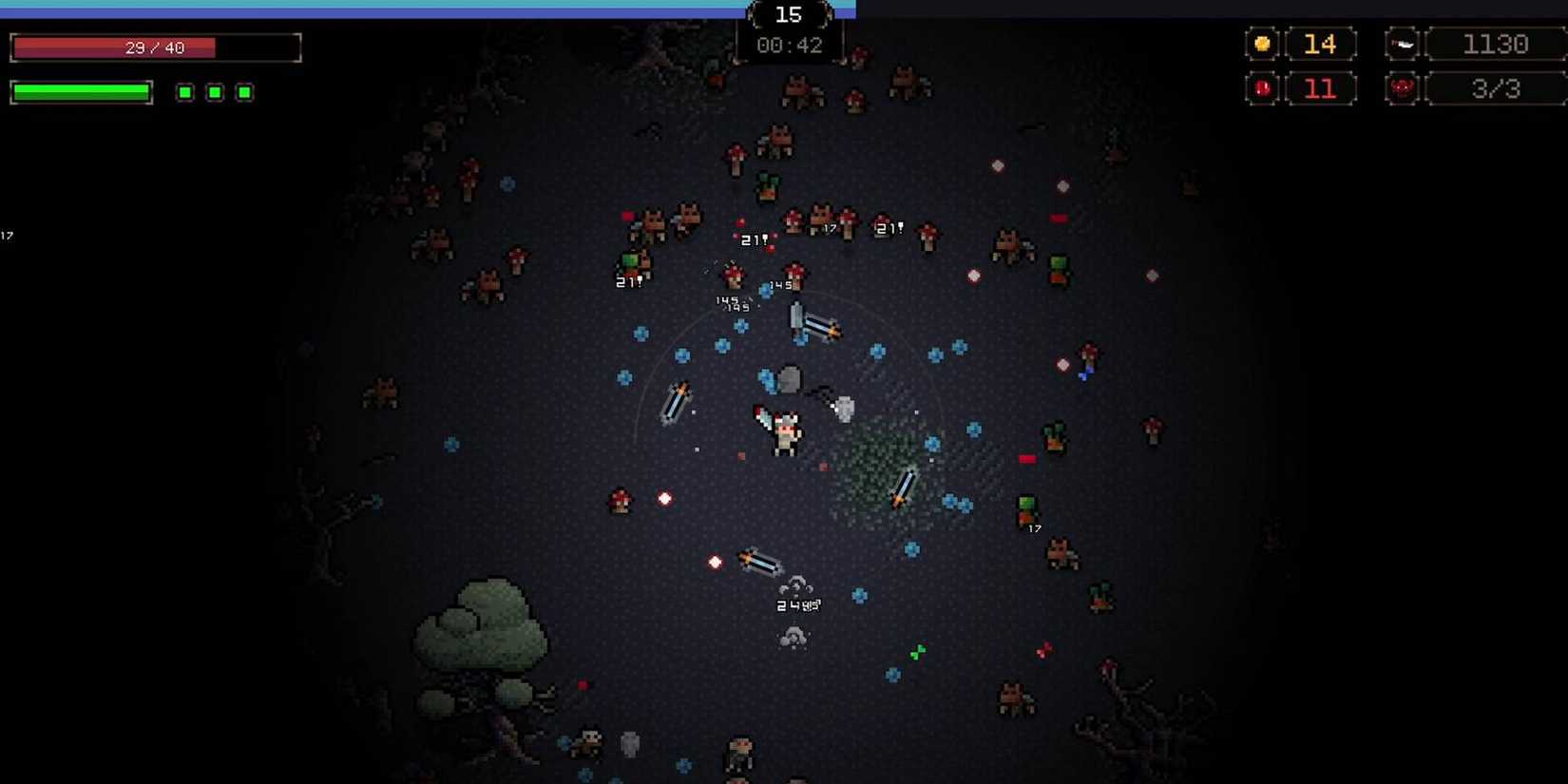 Gameplay di Power Fantasy con cavaliere che combatte ondate di nemici