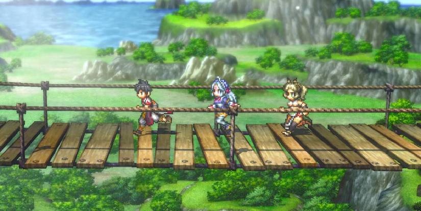 Suikoden STAR LEAP Hero protagonist and party members traveling to new locations
