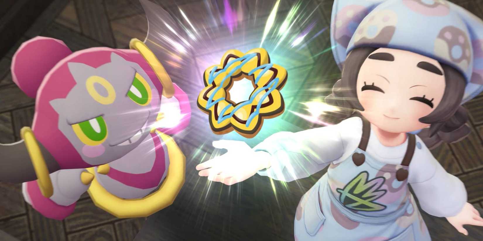 Pokémon Legends: Z-A Ansha and Hoopa making Plasma Glazed Donut for encountering Zeraora
