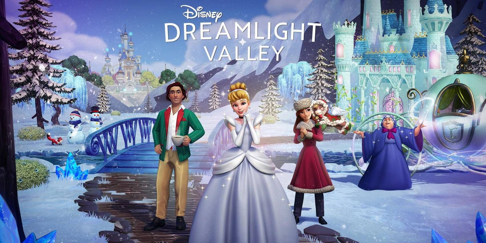 Disney Dreamlight Valley Winter Ball con Cinderella e la Fatina Madrina