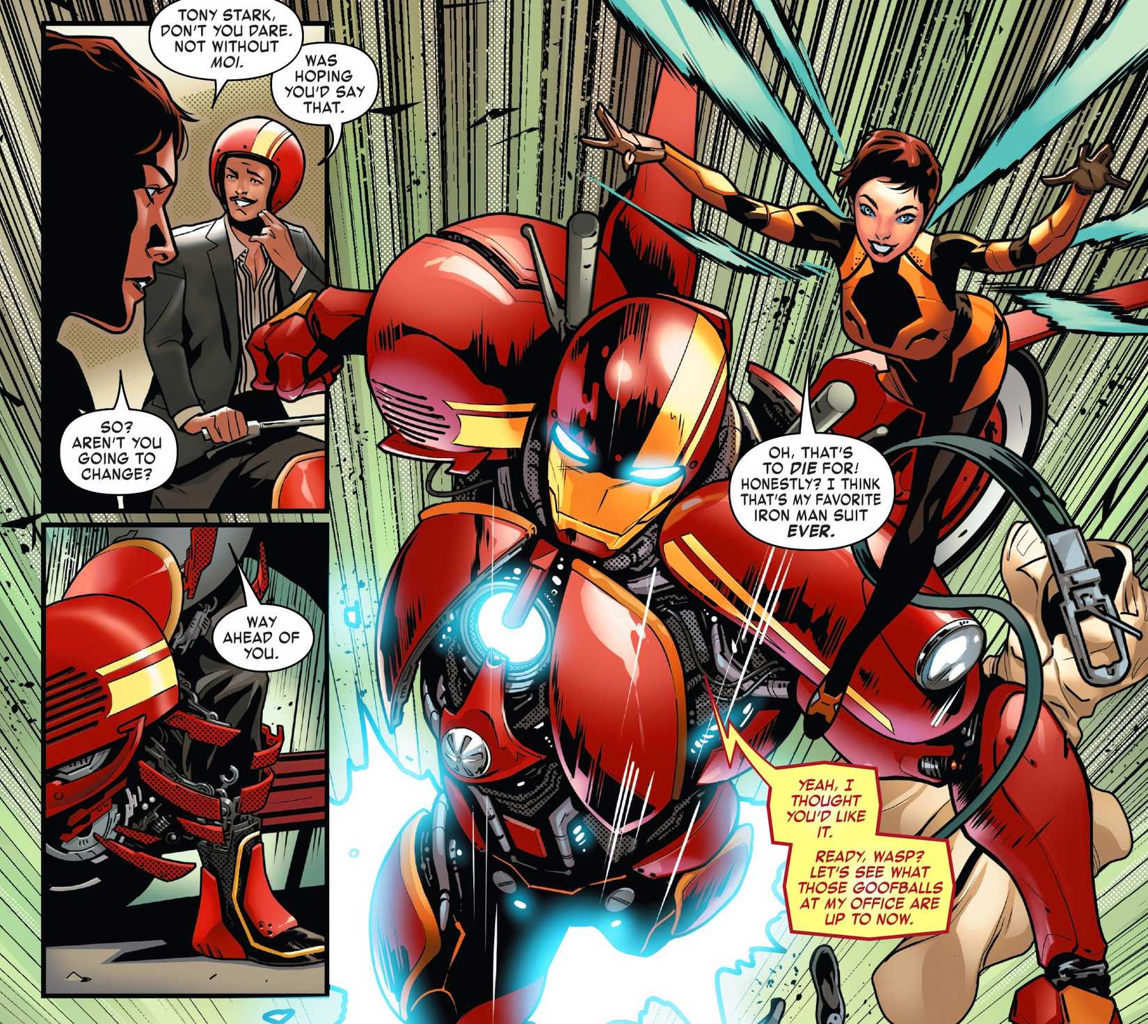 armatura di Iron Man con scooter