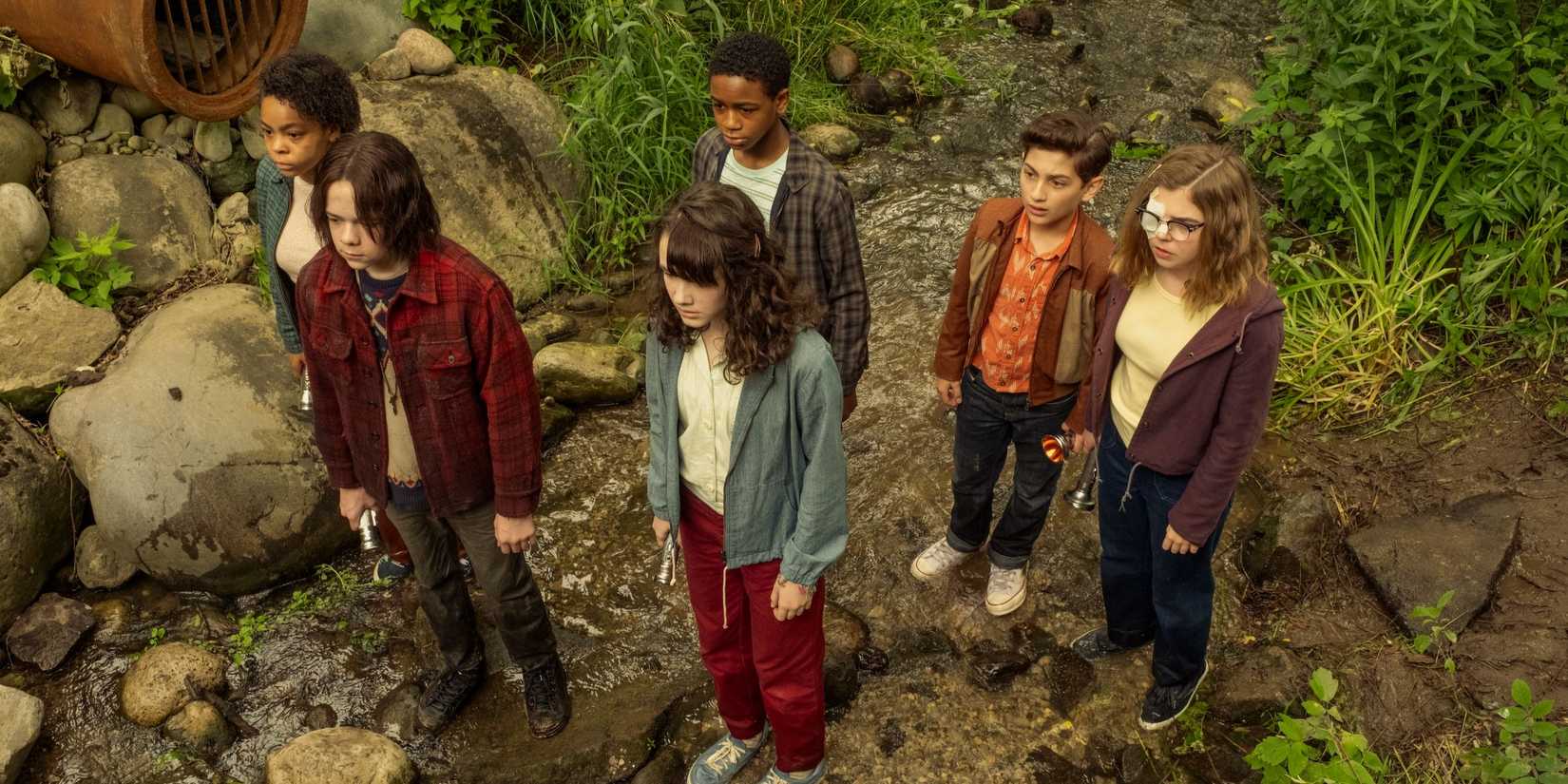 The kids getting ready to go into the sewers in It: Welcome to Derry.