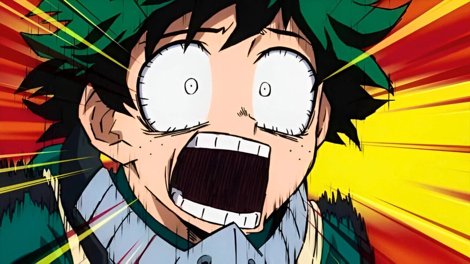 Izuku Midoriya surprised in My Hero Academia
