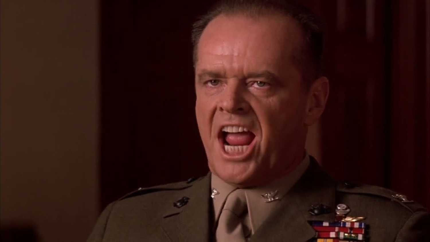 Jack Nicholson as Colonel Nathan R. Jessep yells in court in A Few Good Men