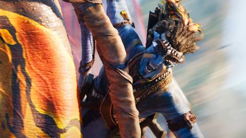 Jake Sully flying on Toruk in Avatar: Fire and Ash