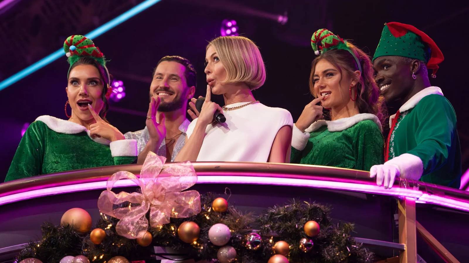 Julianne Hough and elves on the DWTS Holiday special
