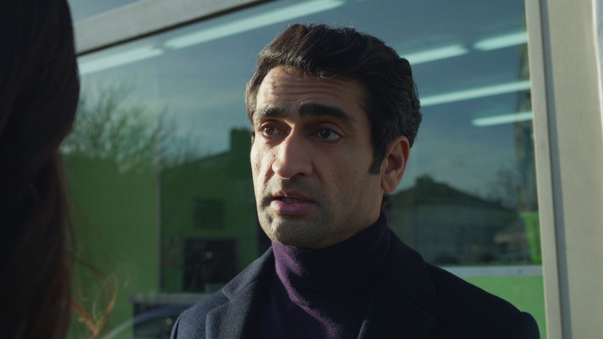 Kumail Nanjiani looking concerned as Kingo in Eternals