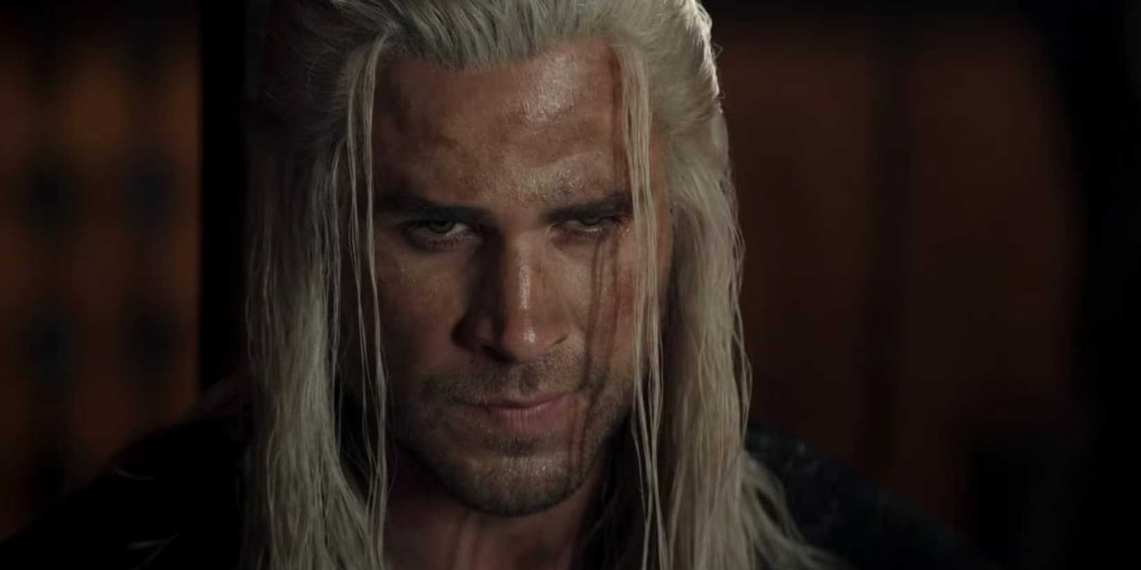 liam hemsworth looking skeptical as geralt in the witcher season 4