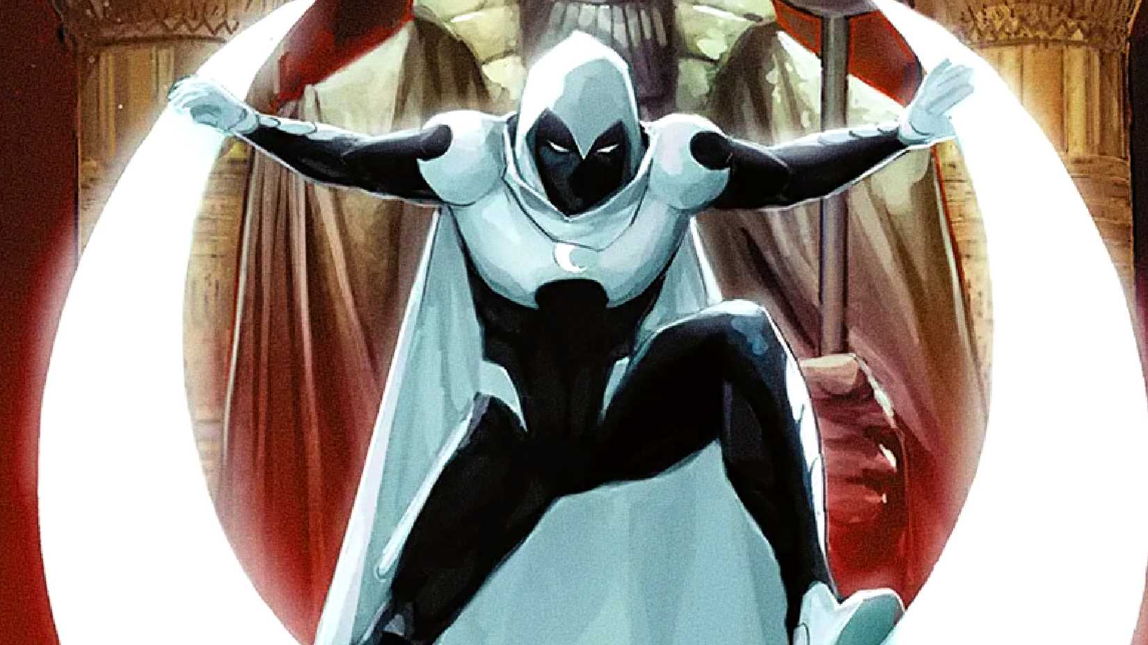 10 Comic Book Characters Who Resemble Batman, Ranked 8 Moon Knight holds onto a half-moon symbol in front of Khonshu in City of the Dead cover