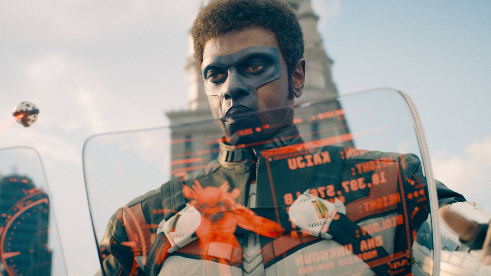 Mr Terrific reading a display in Superman