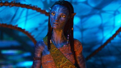 Neytiri with a quizzical expression in Avatar Fire & Ash