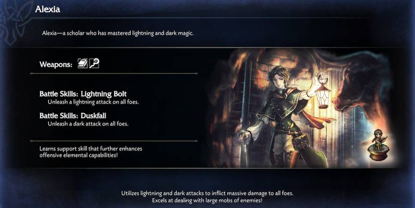 Alexia's features are showcased in Octopath Traveler 0.
