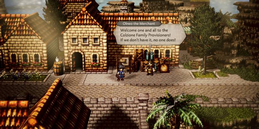 The Ringbearer talks to Olneo in Rippletide in Octopath Traveler 0.