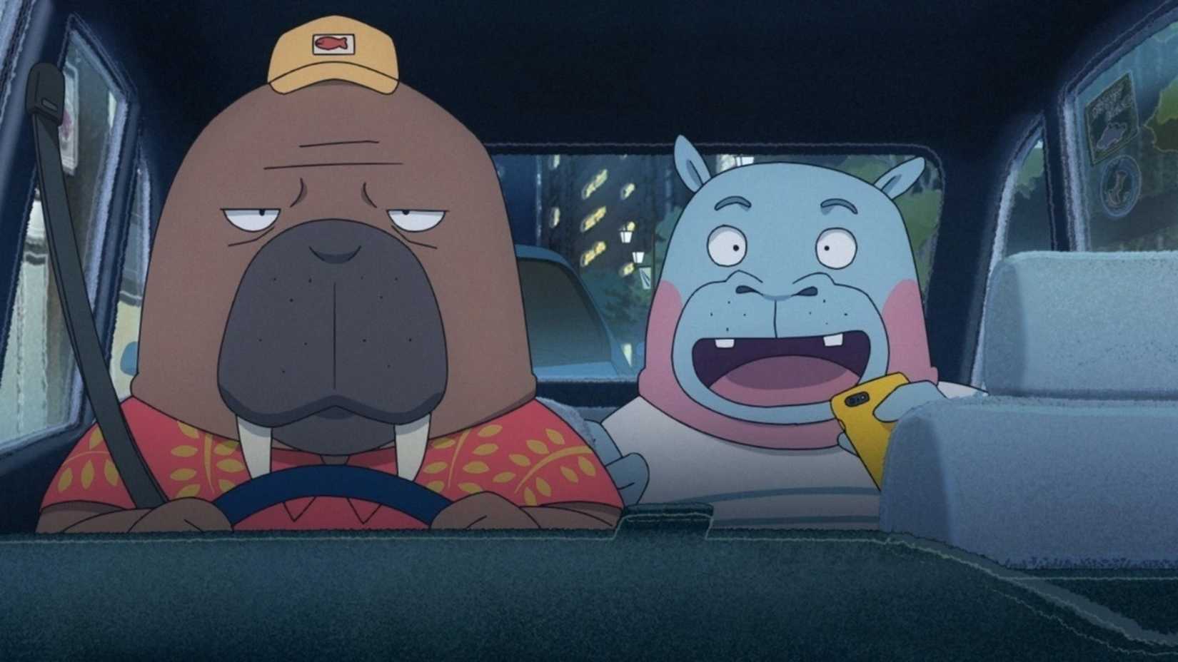 Odd Taxi's Odokawa Driving a Hippo