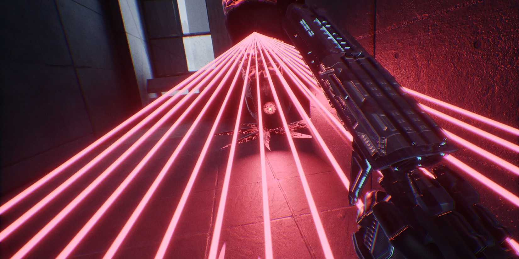 Brandishing a gun in the face of lasers in Of Lies and Rain