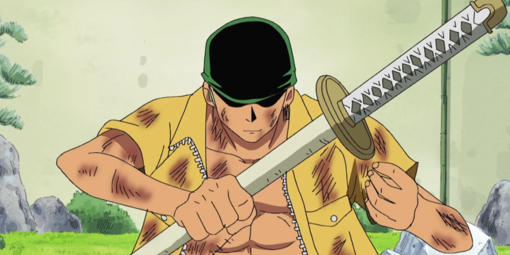 One Piece anime image - Zoro holding Wado Ichimonji the sword