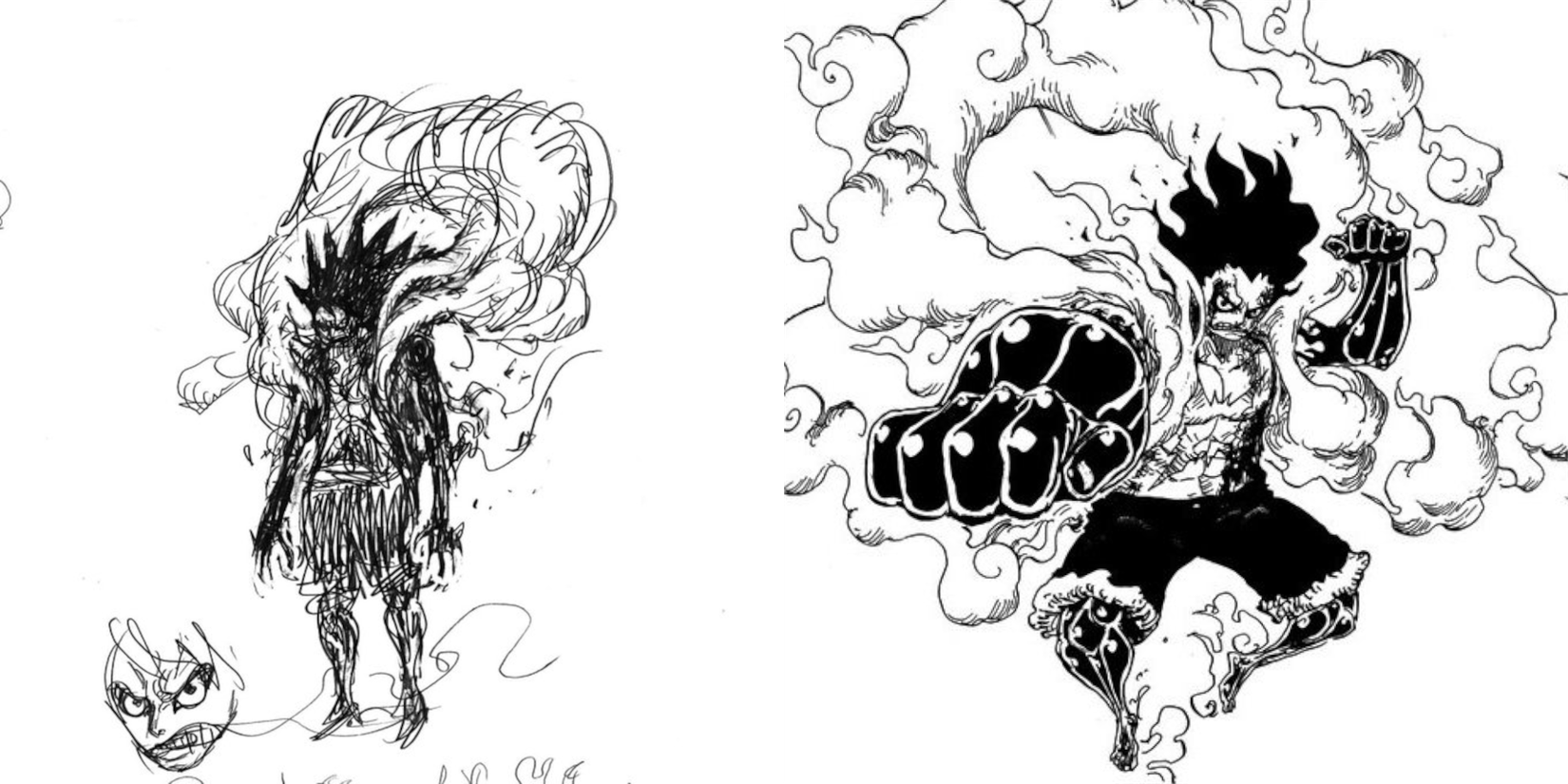 One Piece Luffy Gear 4 Snakeman comparison