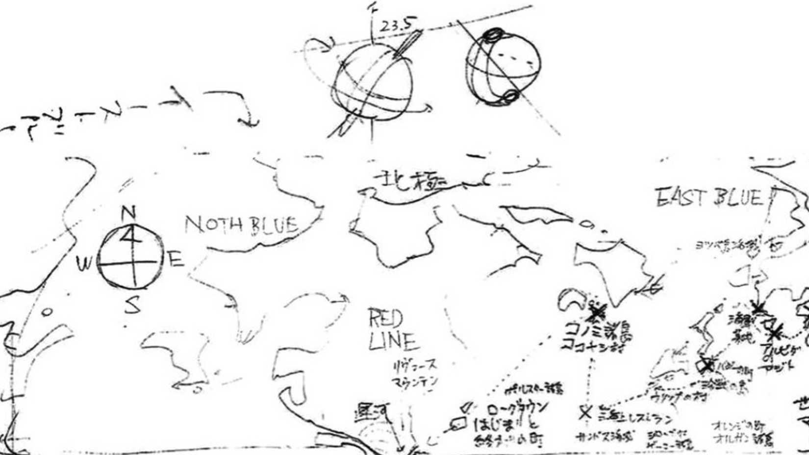 One Piece rough world map sketch by oda