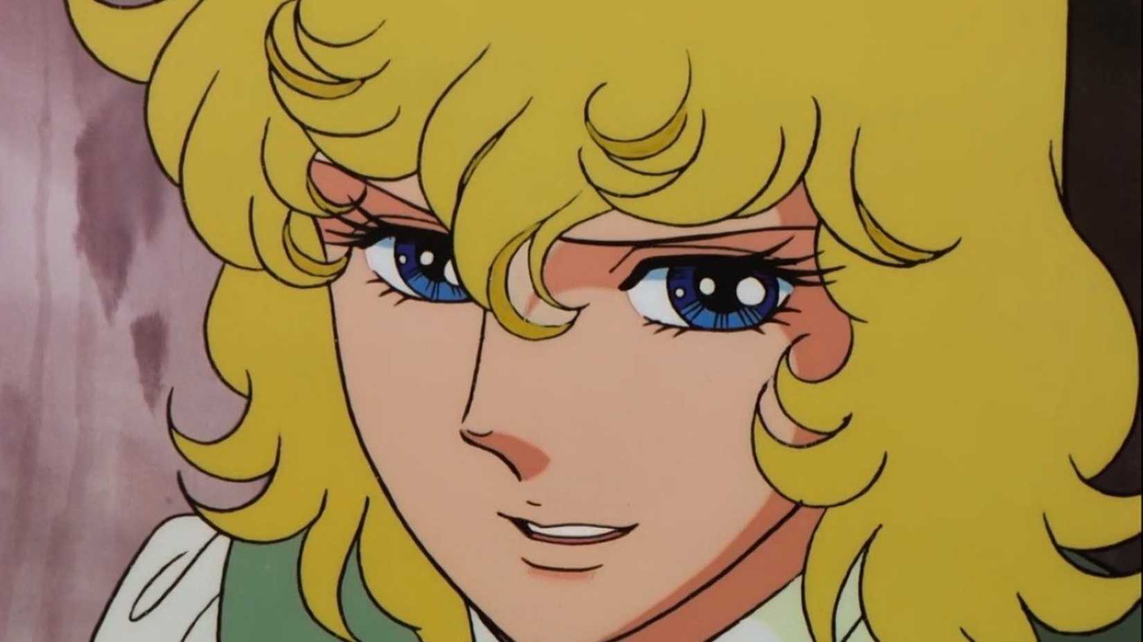 Oscar smiling in the 1979 adaptation of The Rose of Versailles.