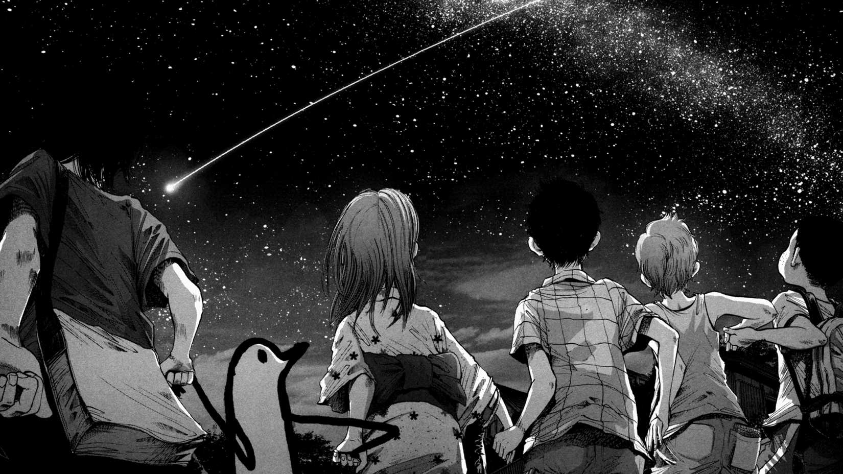 7 Near-Perfect Manga That Will Never Get Anime Adaptations 3 Punpun and friends holding hands and looking up at the stars in Goodnight Punpun.