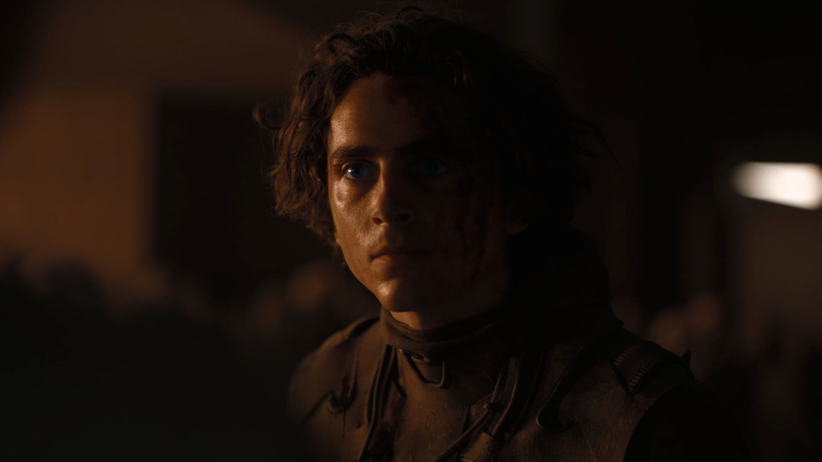 Paul Atreides staring intimidatingly at the Emperor in Dune Part 2