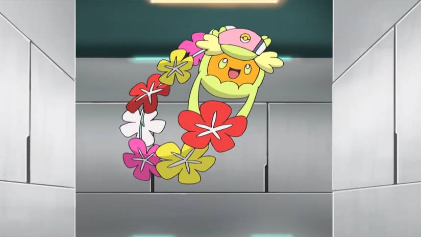 Comfey pokemon surrounded by gray bricks