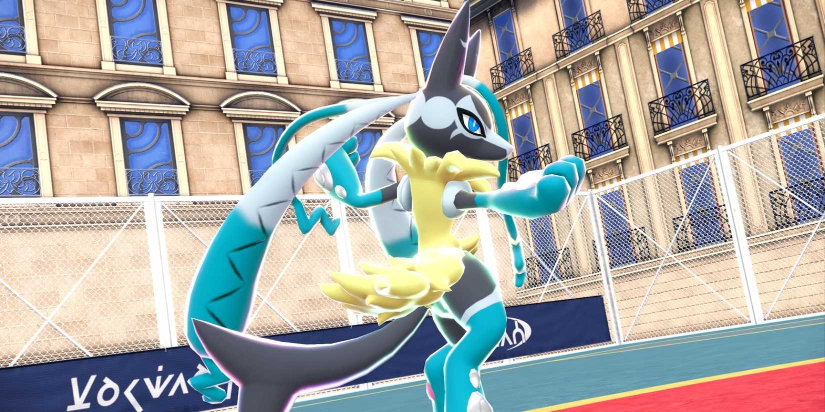Mega Lucario Z si prepara ad un combattimento in un’arena in Pokémon Legends Z-A.