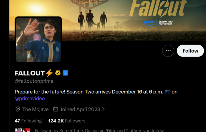 Banner promocional da série Fallout na Prime Video.