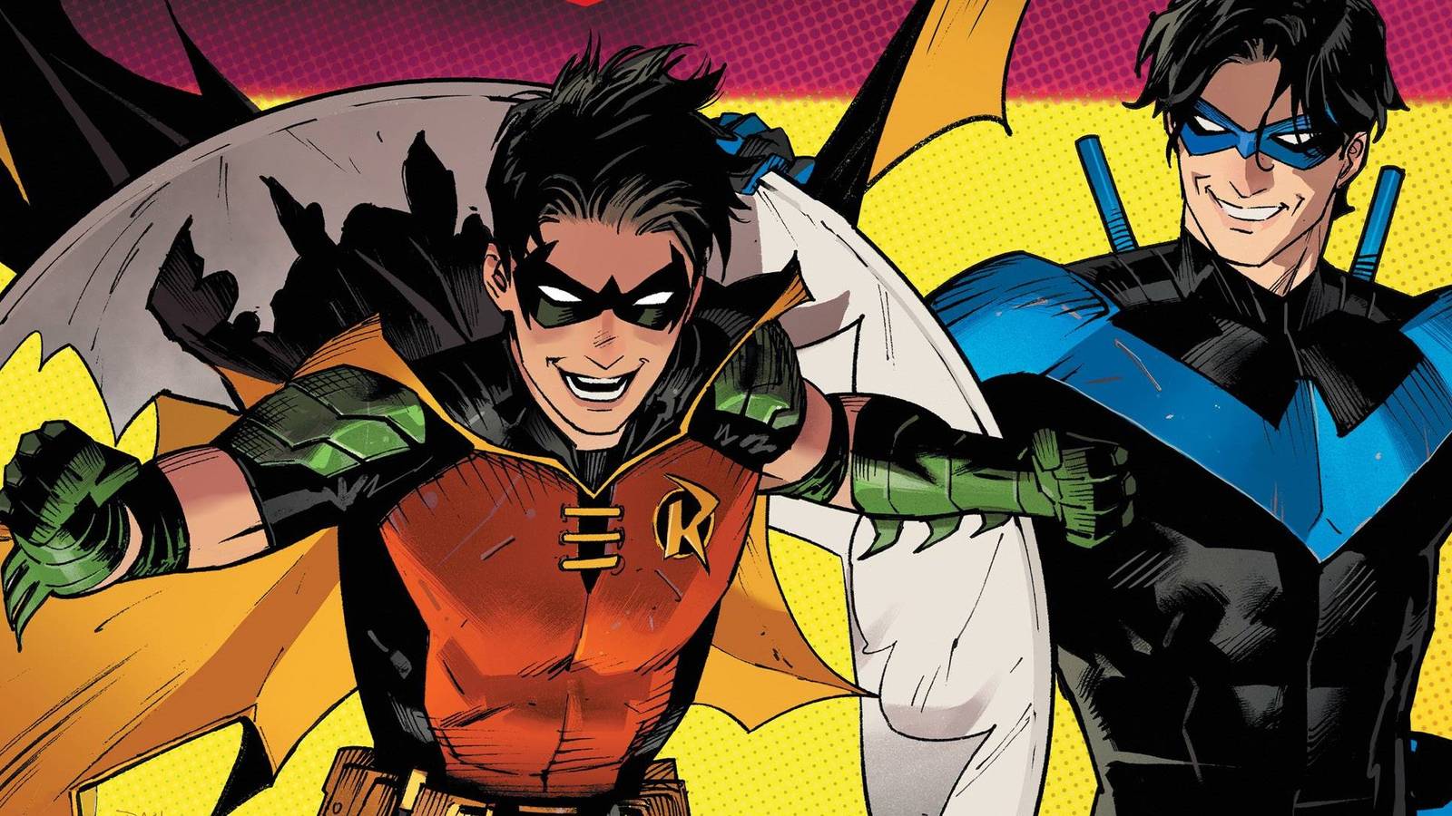 Robin and Nightwing on the cover of a Robin comic tim drake dick grayson