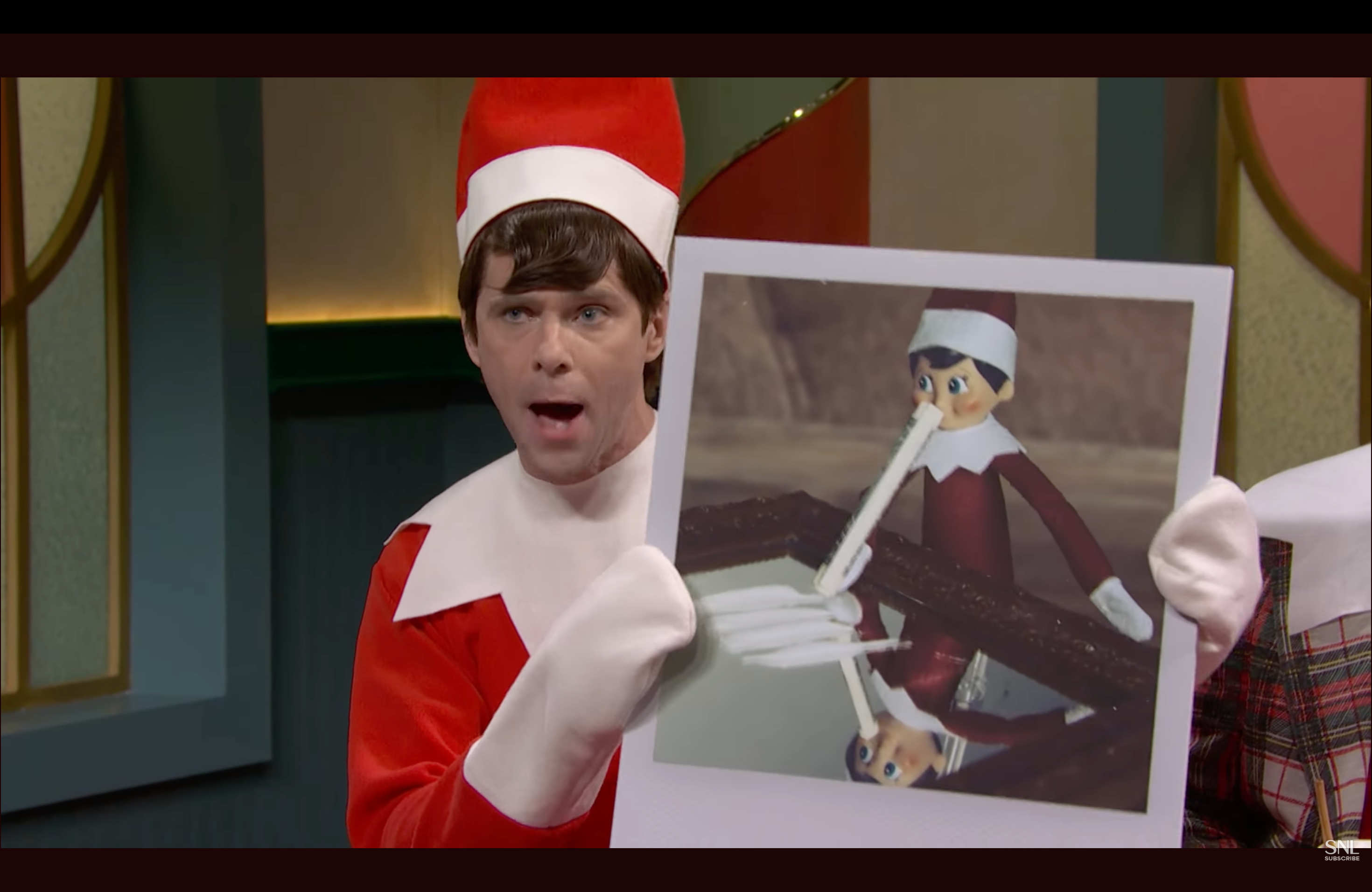 Mikey Day in Elf on the Shelf SNL skit.