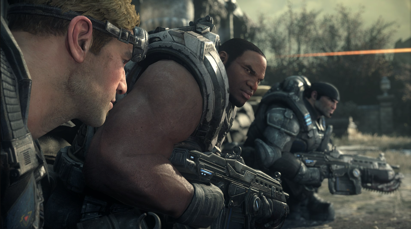 Gears of War screenshot of soldiers lined up