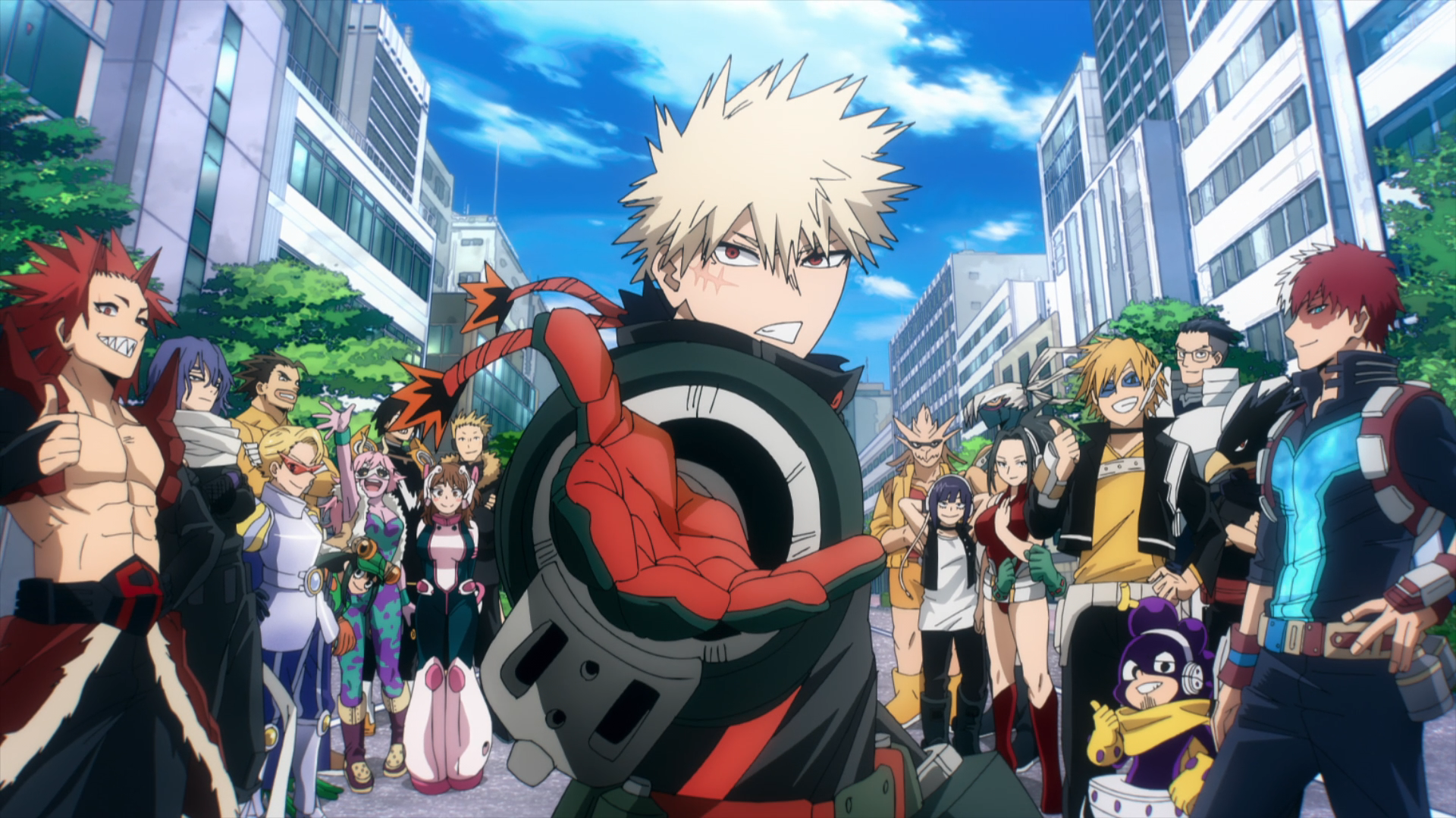 My Hero Academia Finale Bakugo Holding Out His Hand For Deku With the Rest Of Class 1-A behind him