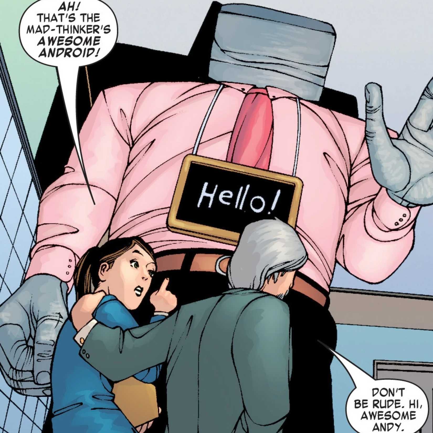 she-hulk greets the awesome android