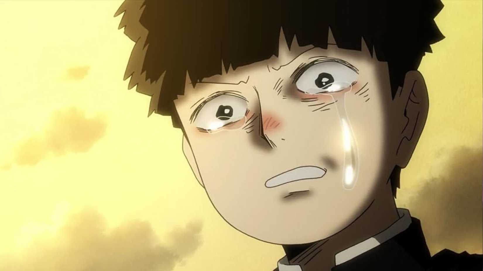 Shigeo Kageyama pleure dans Mob Psycho 100