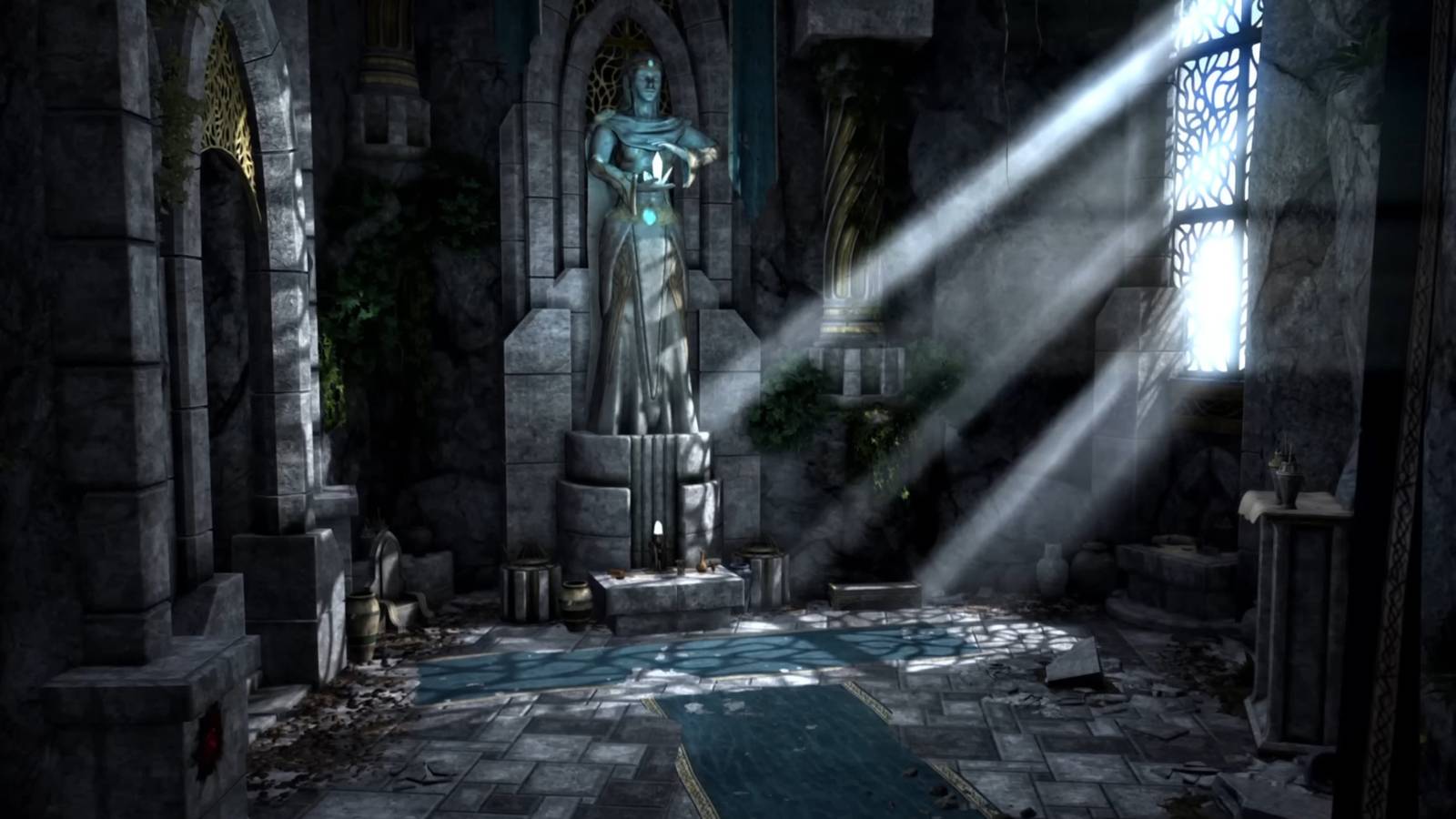 A statue in a sunlit room in Skyblivion