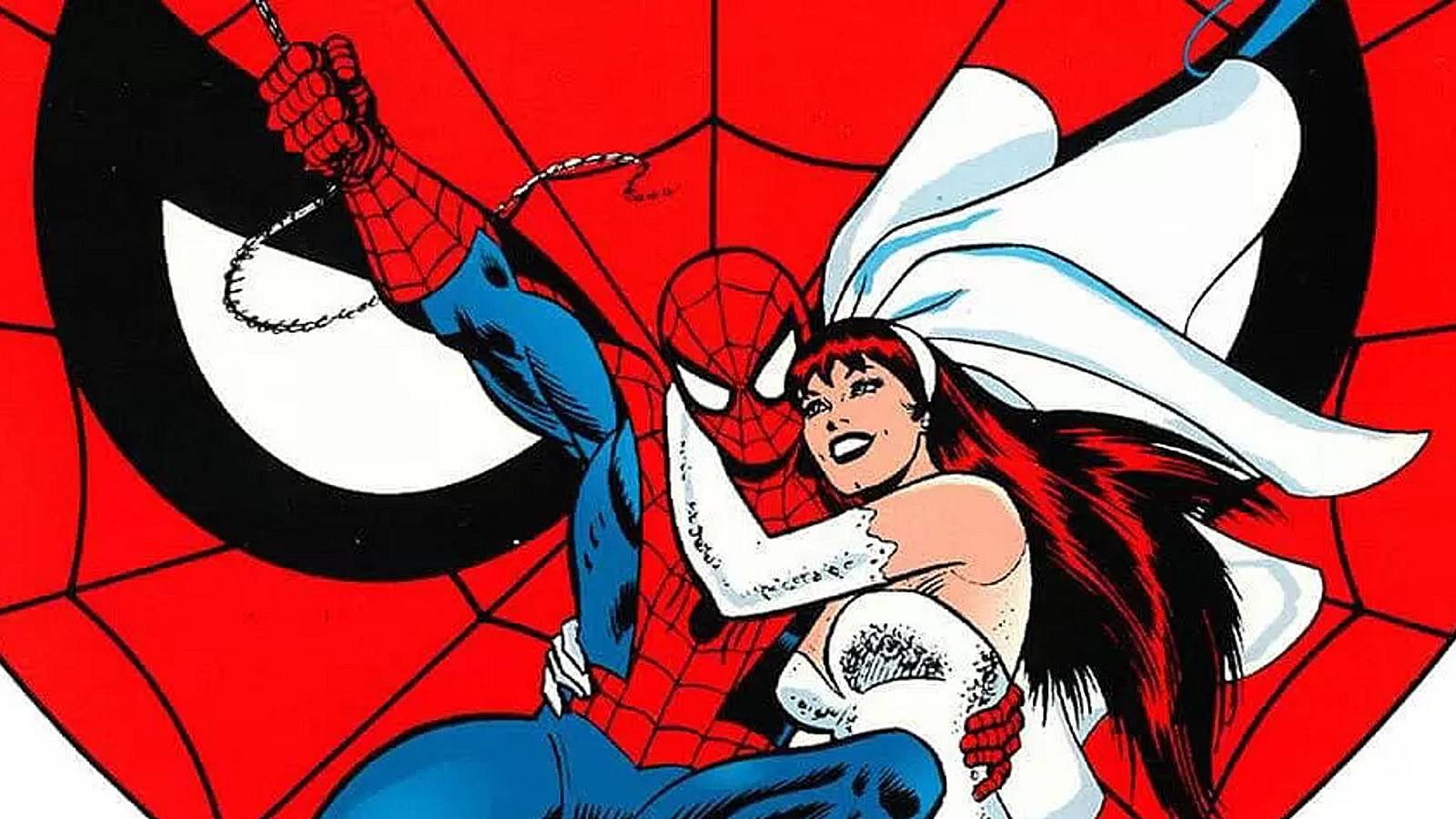 Spider-Man and MJ webslinging after their wedding