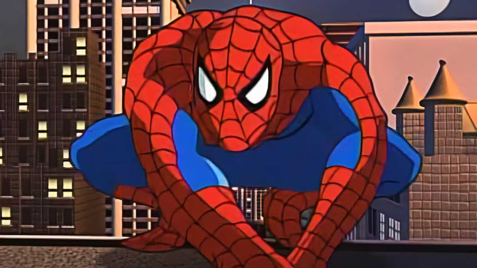 Homem-Aranha em pose de ação na série animada.