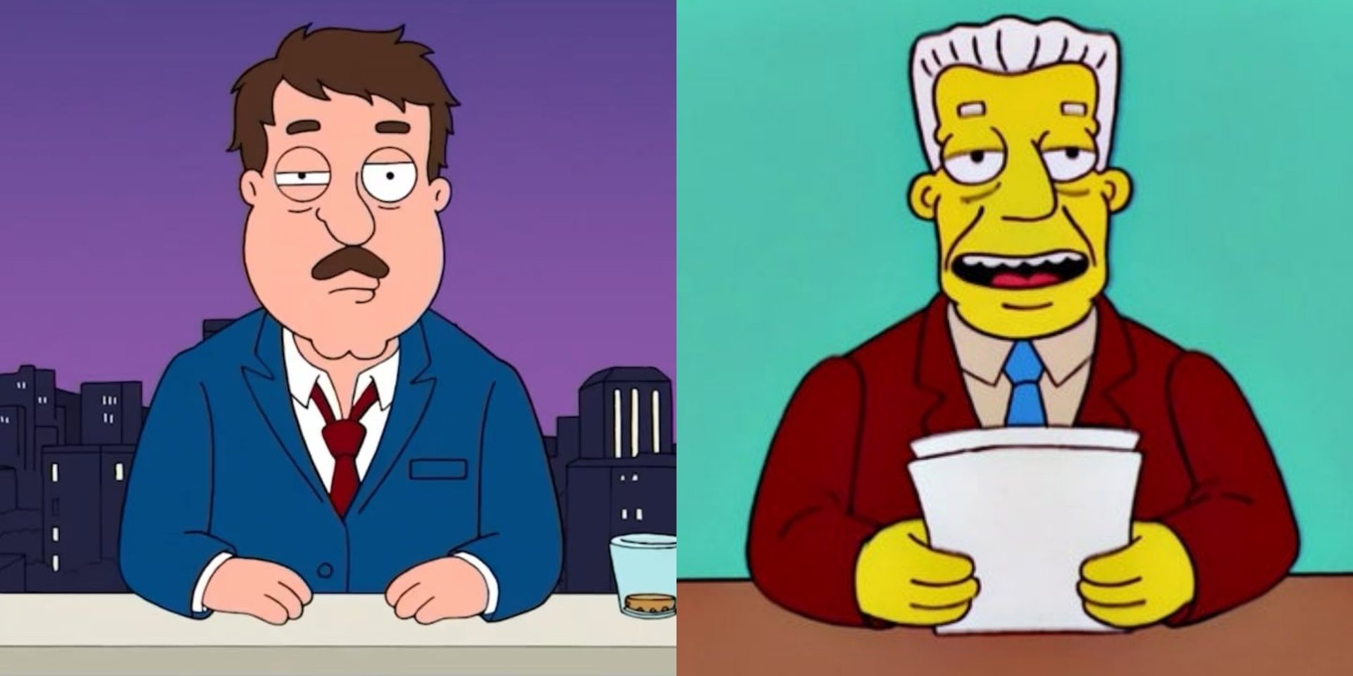 Immagine divisa di Tom Tucker e Kent Brockman