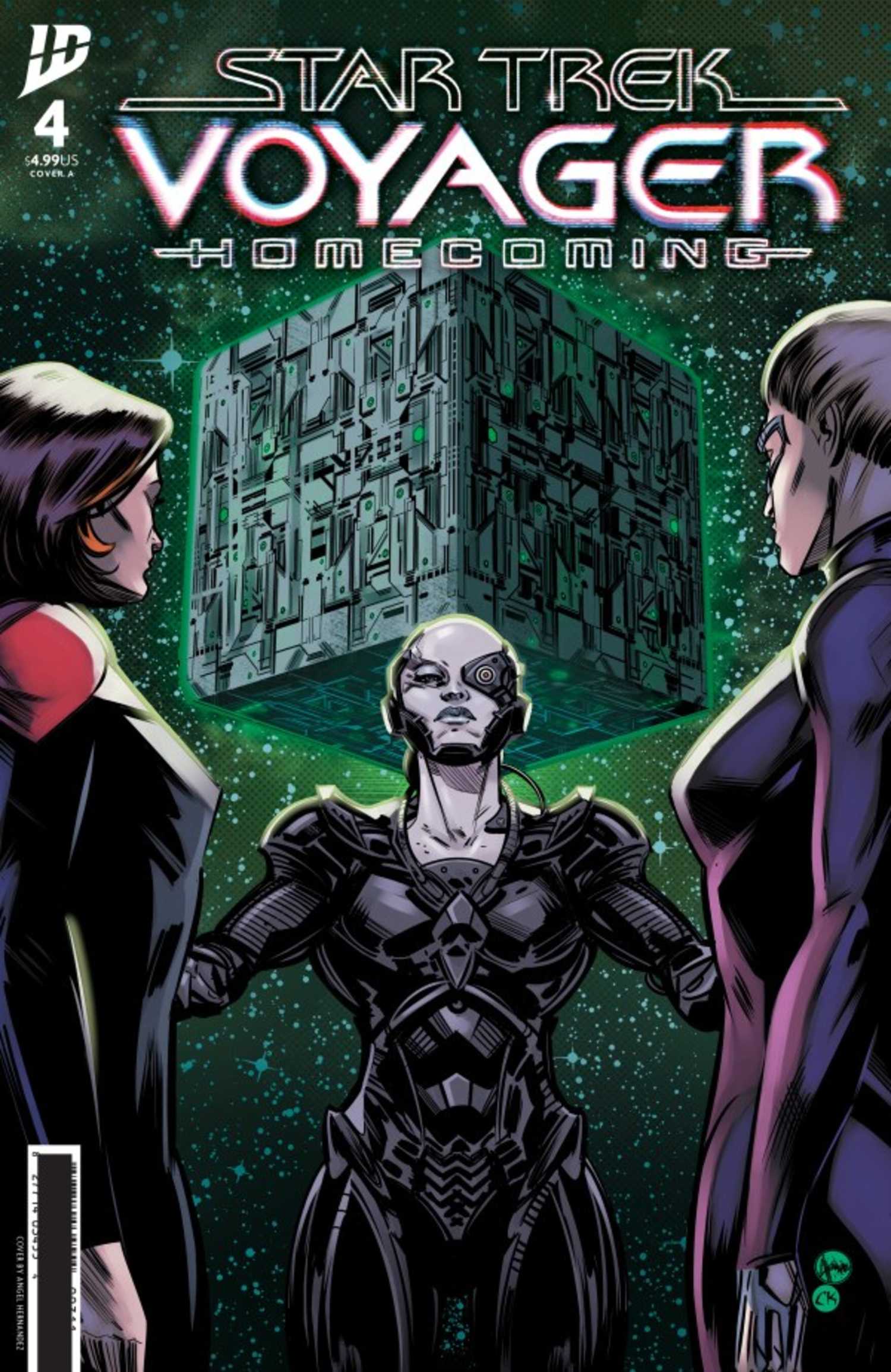 Star Trek Voyager Homecoming #4, Janeway and Seven standing before the Borg queen